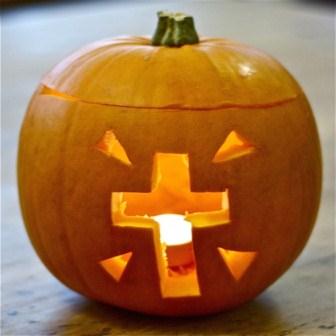 Pumpkin with cross carving